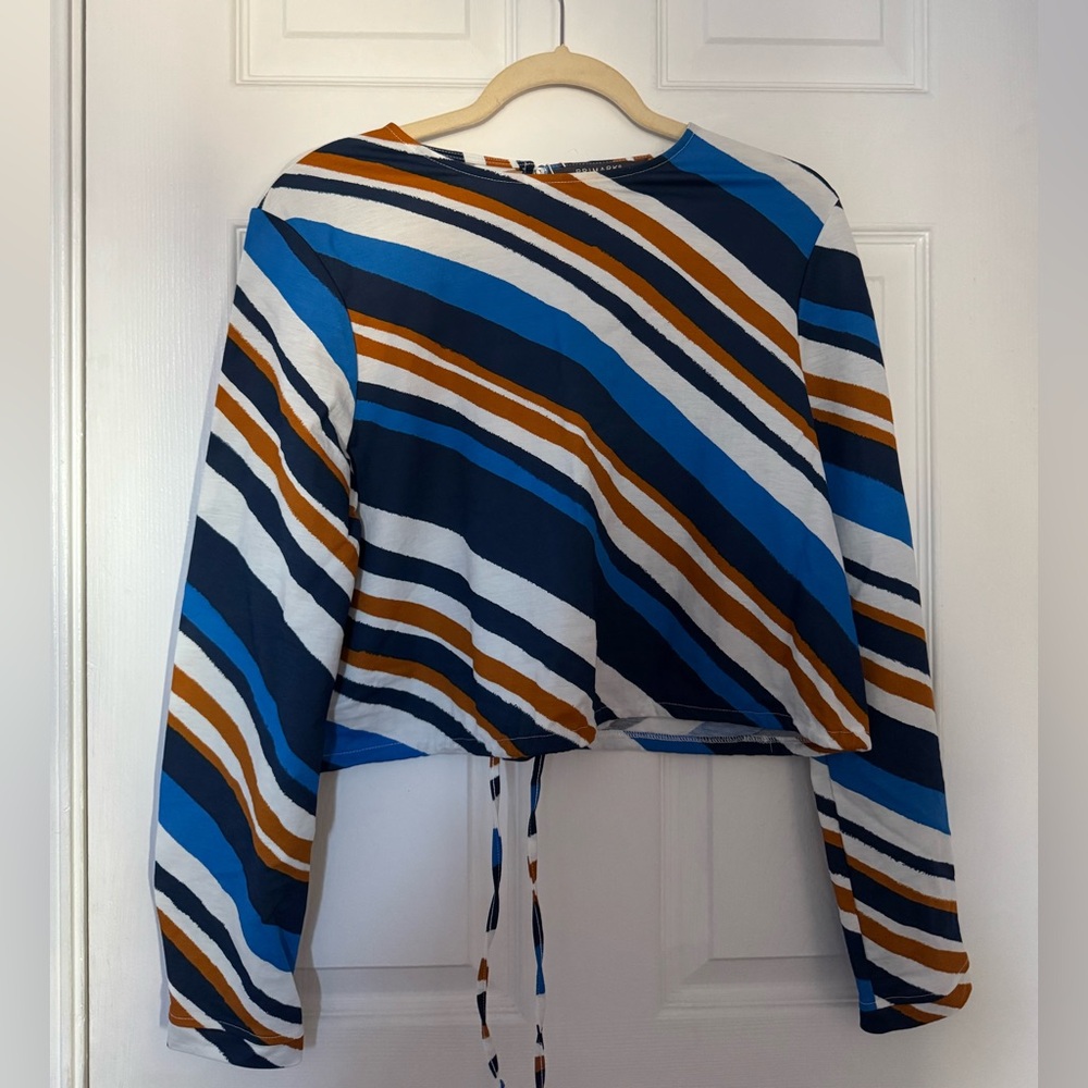 Striped Blue and Brown Women's Top